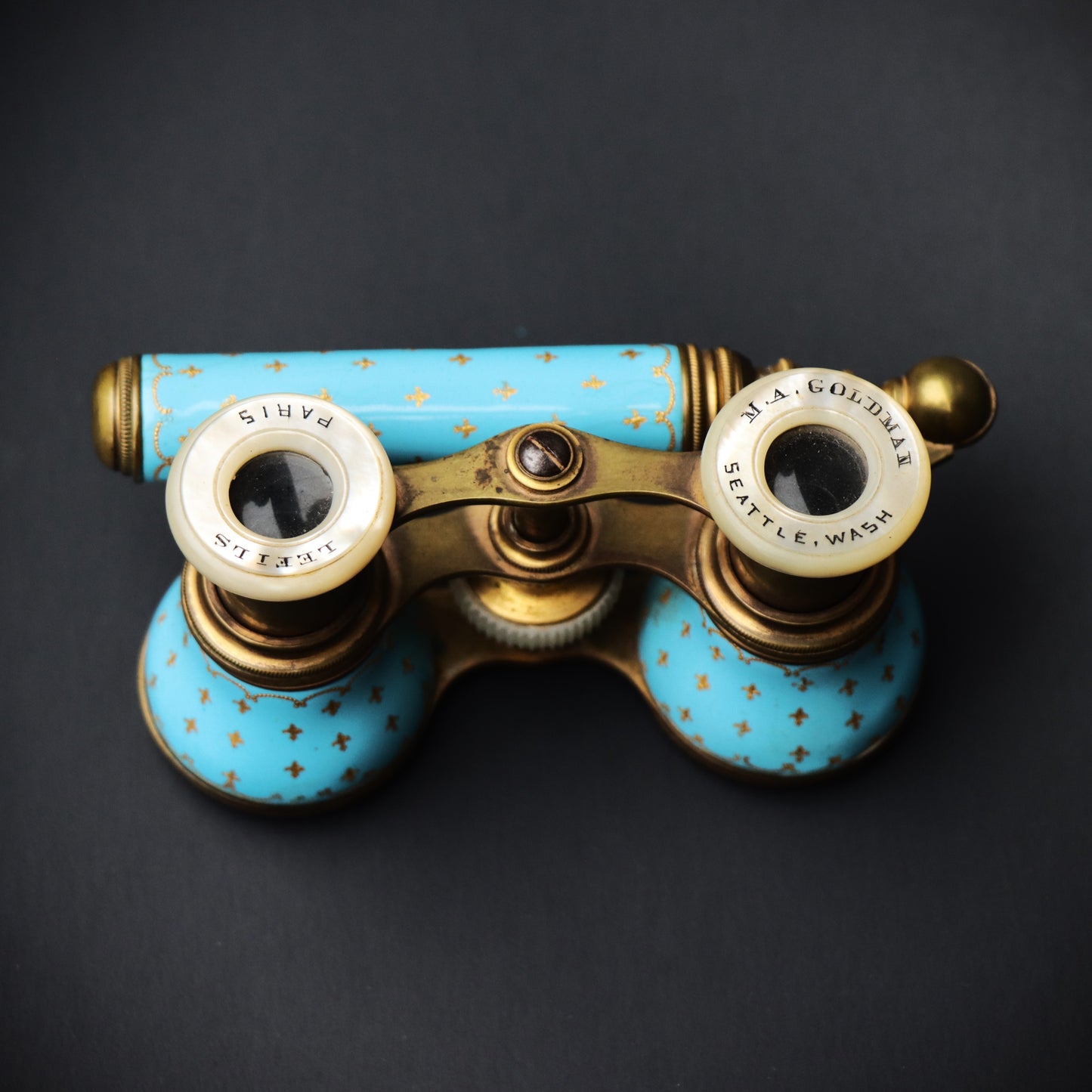 Antique Le Fils Paris Sevres Blue Enamel Gilt Telescoping Opera Glasses