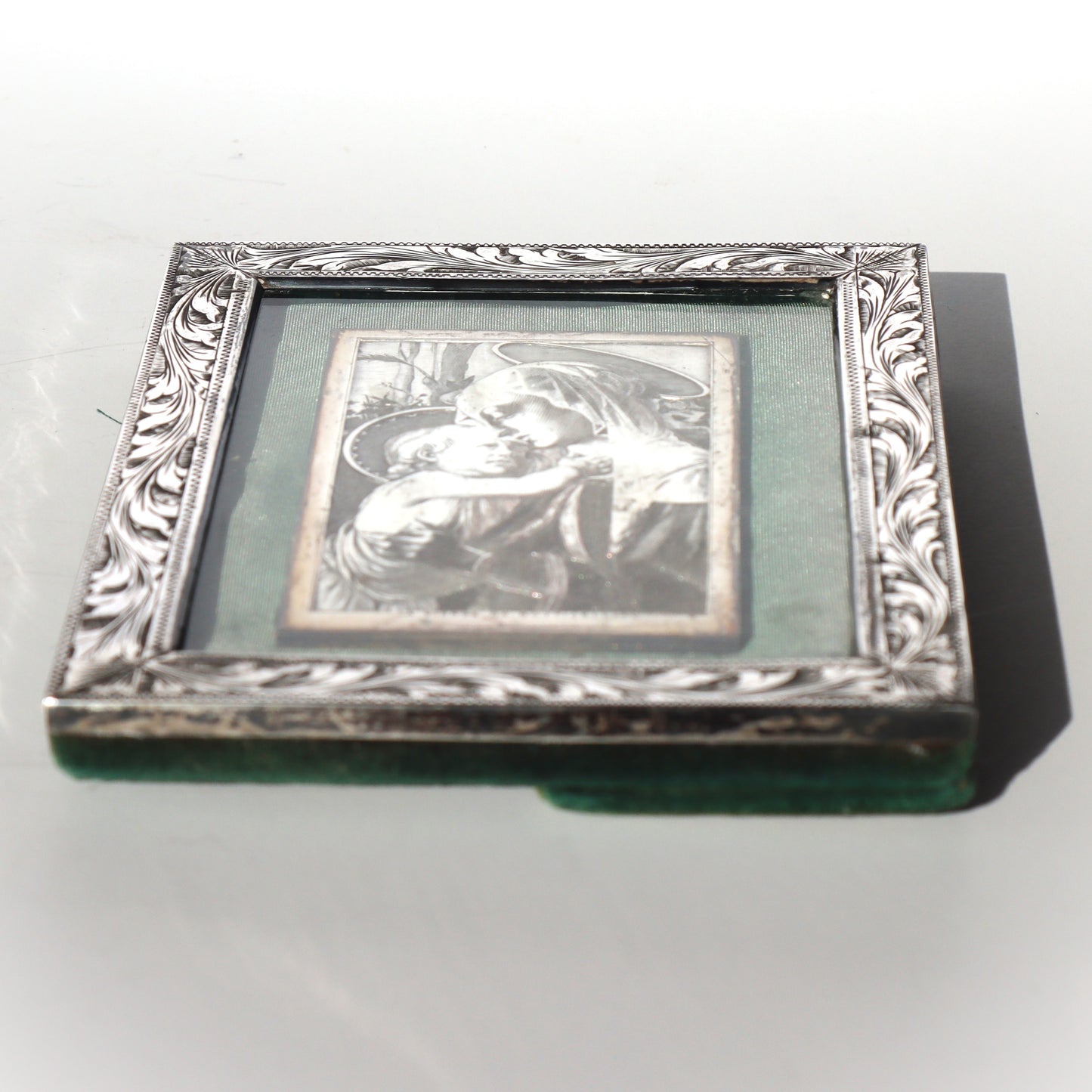 Vintage French Silver Acid Engraved by Wicker 'La Vierge de Botticelli' Italian Sterling Frame