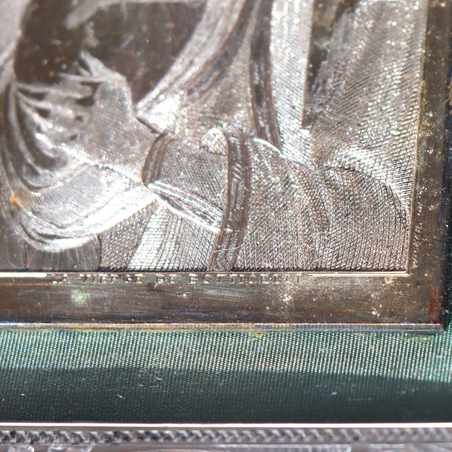 Vintage French Silver Acid Engraved by Wicker 'La Vierge de Botticelli' Italian Sterling Frame