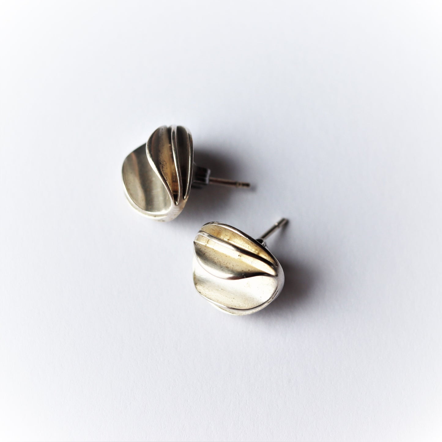 Mid Century Scandinavian Danish Modern Sterling Silver Earrings Hans Hansen