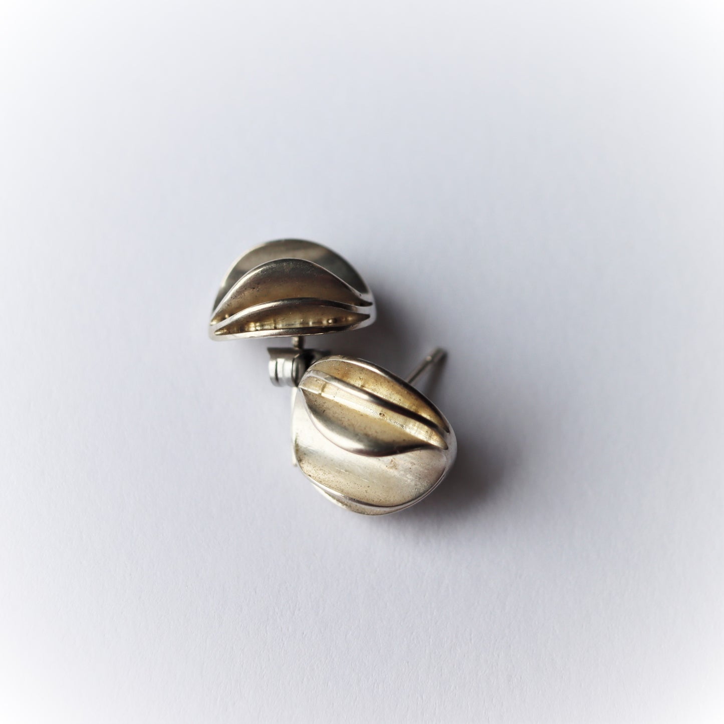 Mid Century Scandinavian Danish Modern Sterling Silver Earrings Hans Hansen