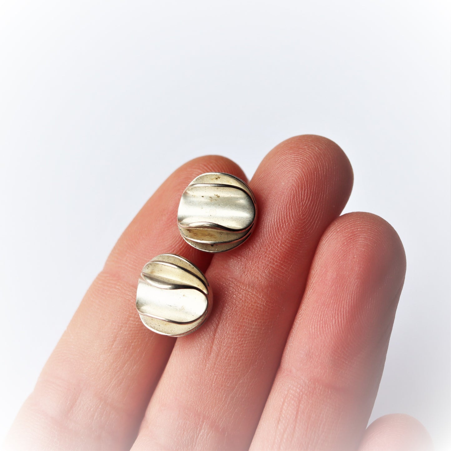 Mid Century Scandinavian Danish Modern Sterling Silver Earrings Hans Hansen