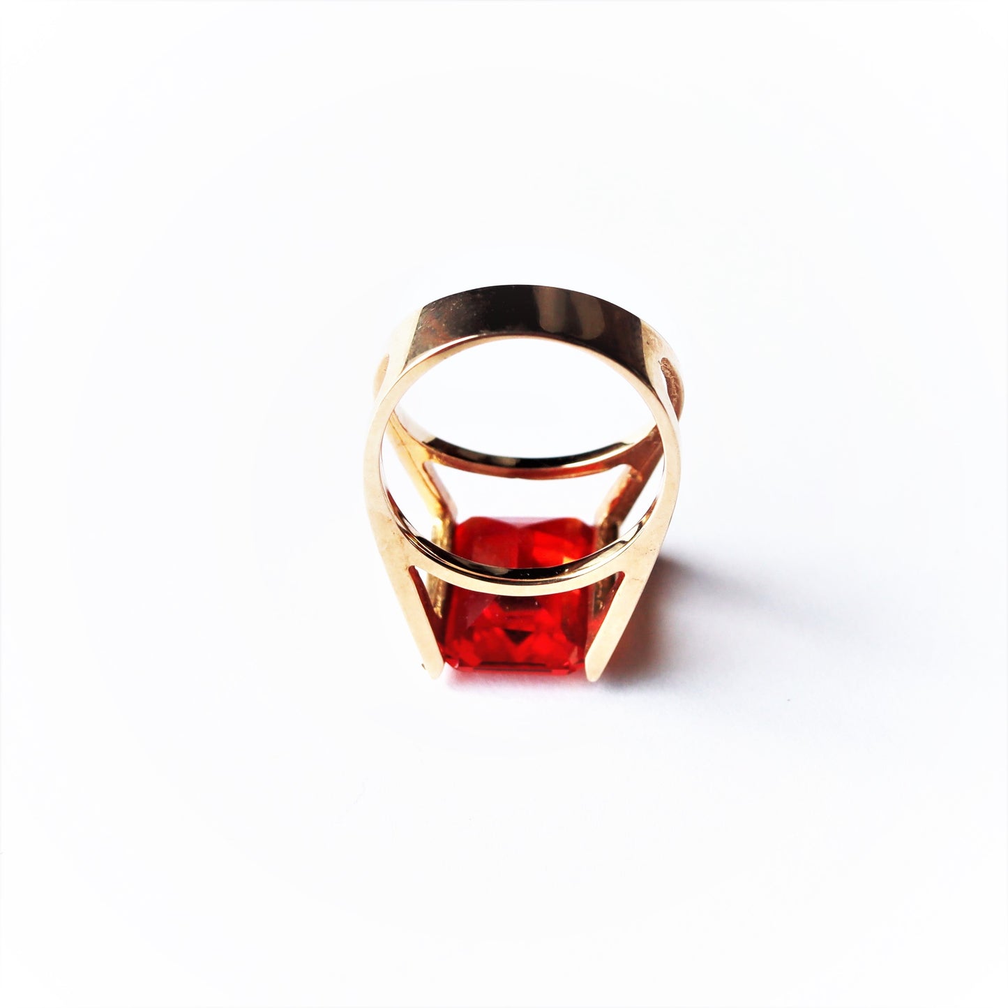 Vintage 10k Gold Orange Lab Sapphire Signed CID Clyde Duneier Cocktail Ring sz7