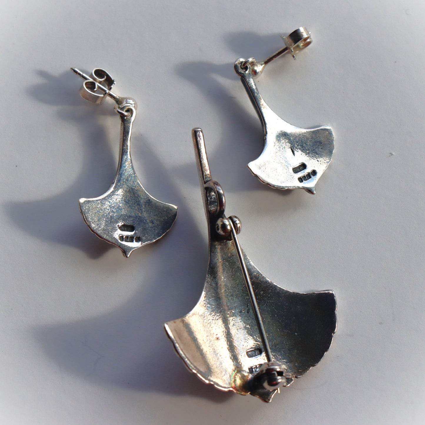 Mid Century Danish Modern Sterling Silver Frans Magnussen Viking Ship Brooch Earrings Set
