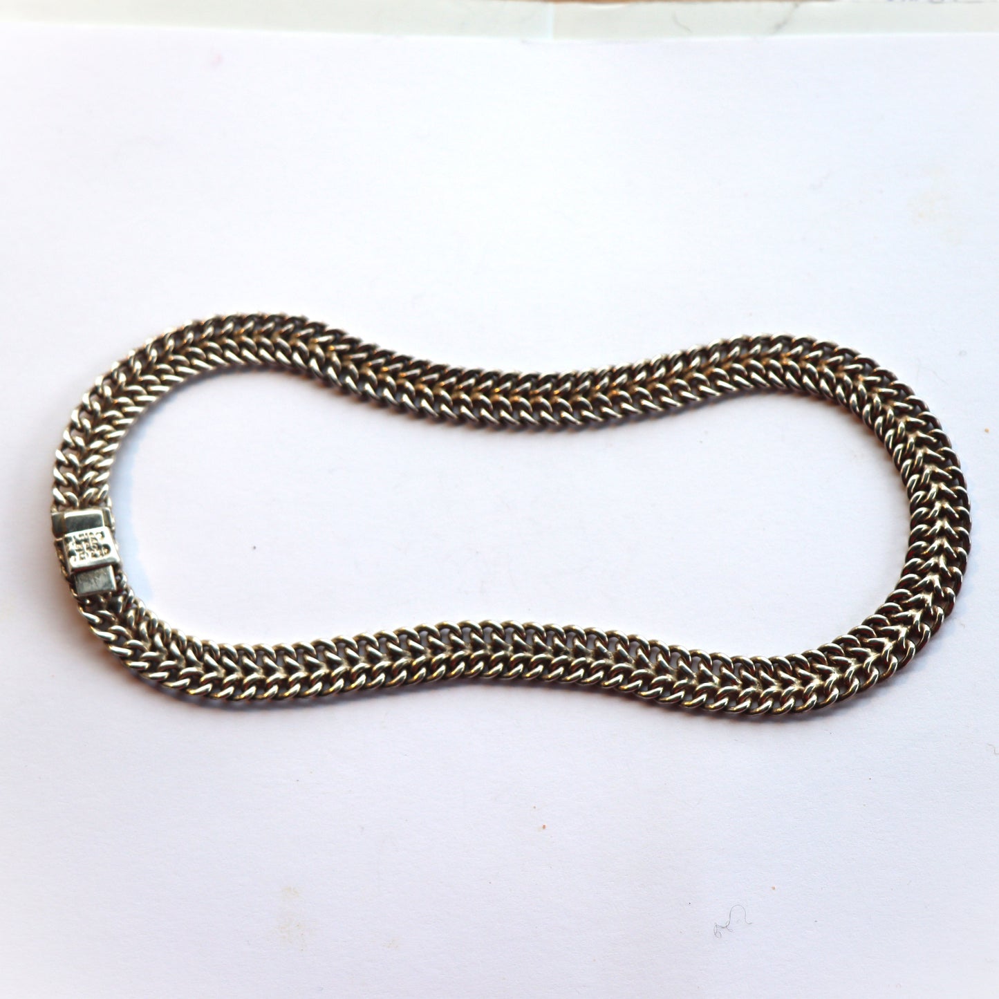 Vintage Sterling Silver Taxco Mexico Heavy Woven Link Collar Necklace c1975
