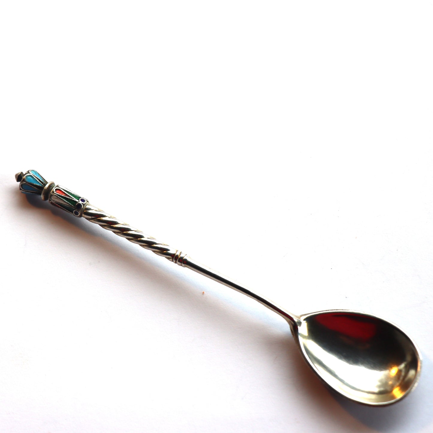 Antique Imperial Russian Shaded Cloisonne 875 Silver Enamel Spoon