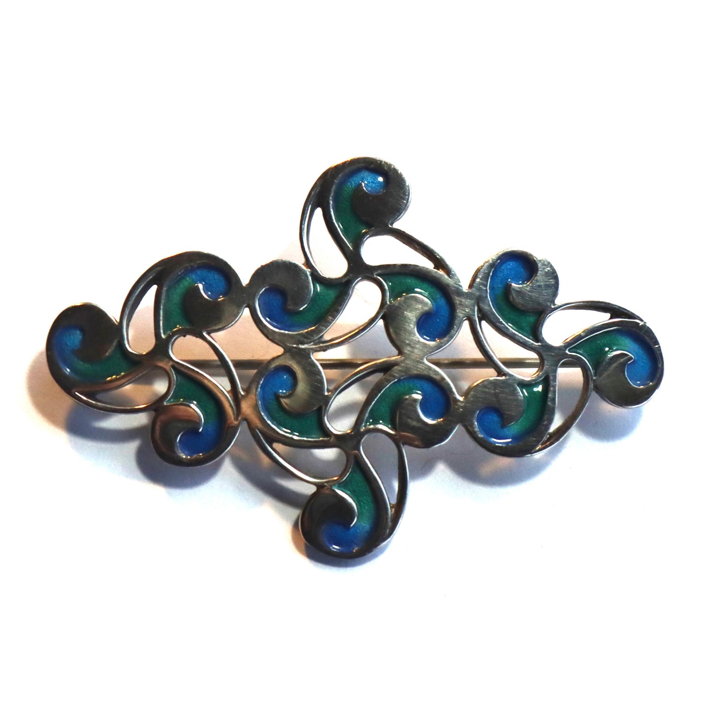 Vintage Ola M Gorie Edinburgh Scotland Sterling Silver Enamel Brooch c1980