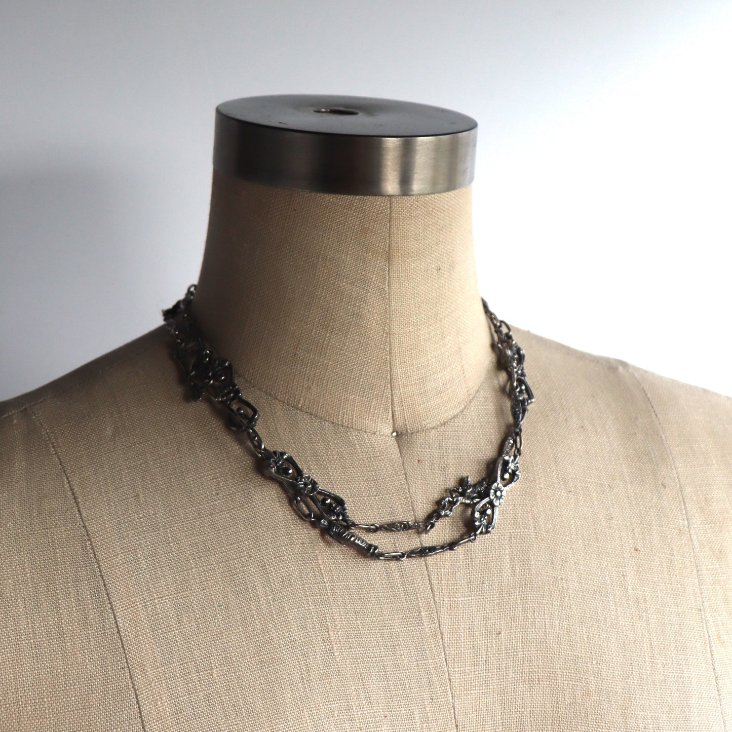Vintage Italian Fratelli Peruzzi 800 Coin Silver Figural Cast Link Chain Necklace