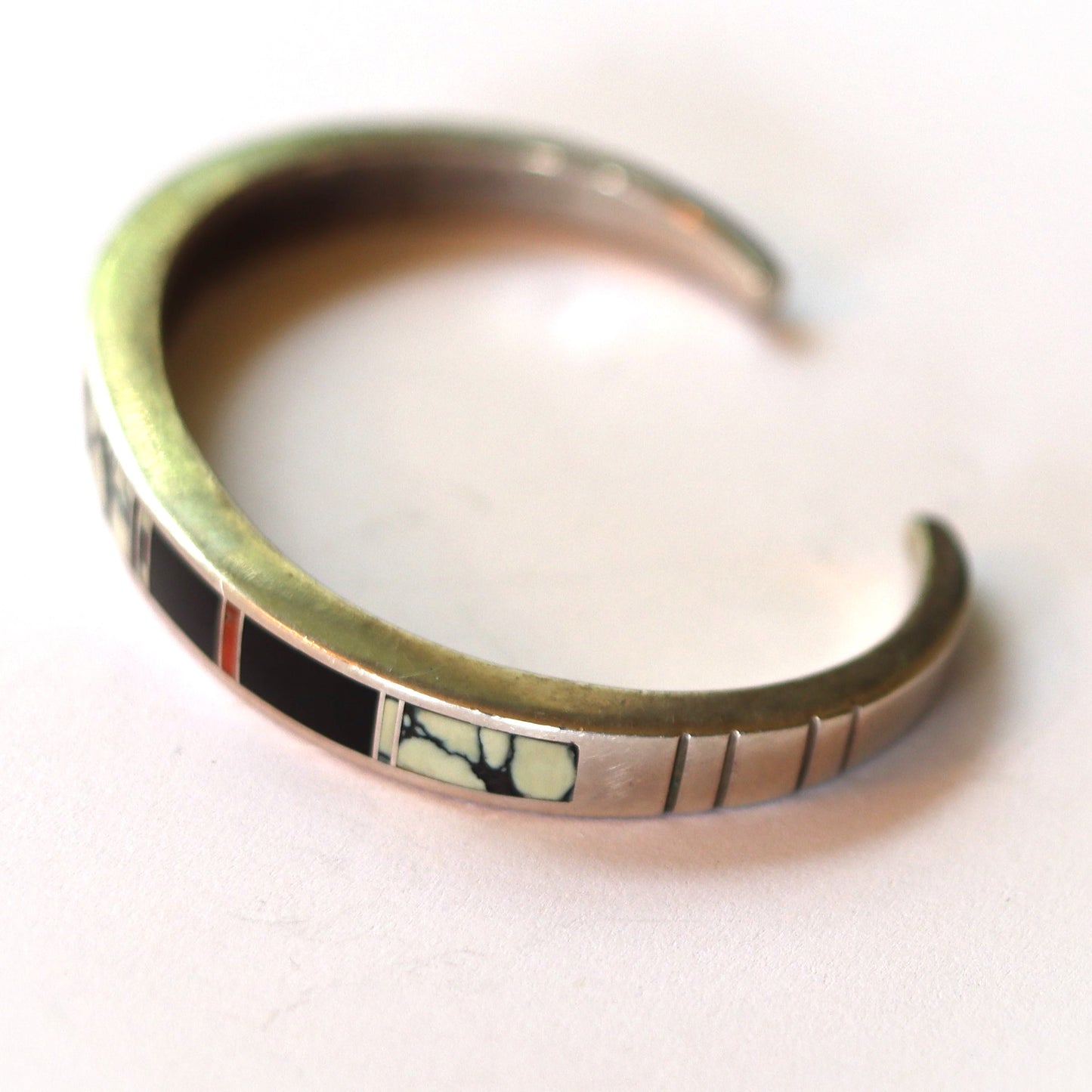 Mid Century Navajo Sterling Silver Ray Tracey Knifewing Narrow Cuff Bracelet