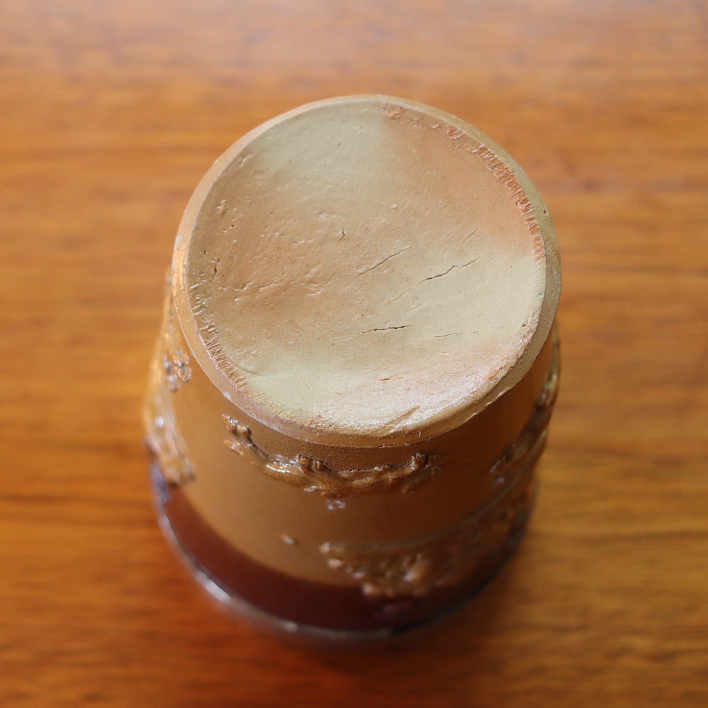 Antique Victorian c1870 Doulton Lambeth Sterling Silver Pottery Tumbler Hunt Cup