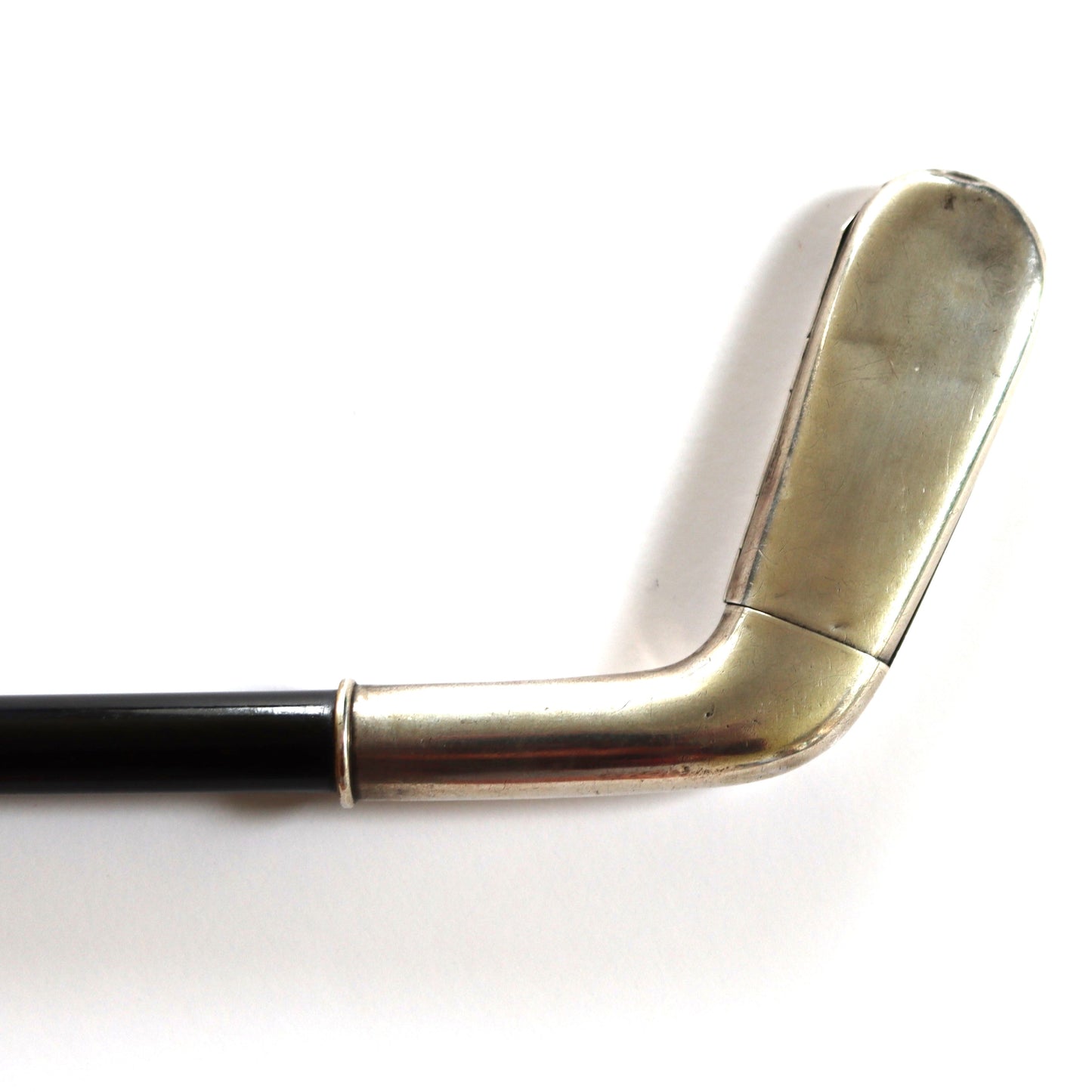 Art Deco c1920 900 Silver Novelty Ebony Walking Stick Golf Club Cigarette Case