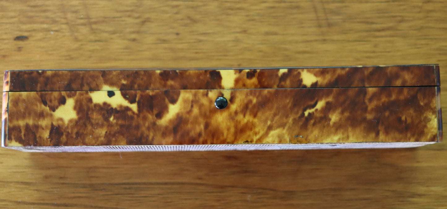 Antique Tortoise Shell Fan in Original Fitted Case c1900