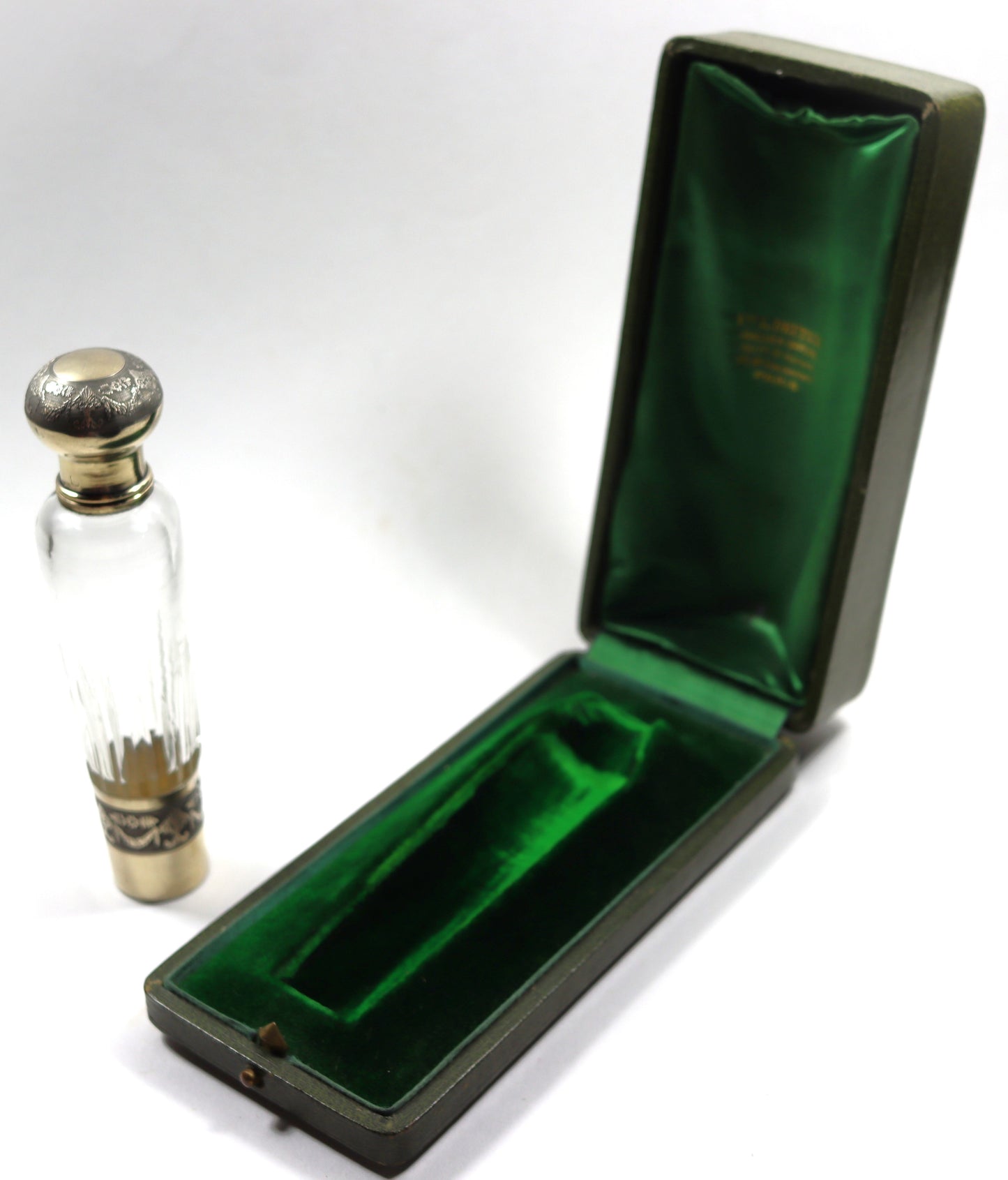 Antique French Empire 950 Silver Vermeil Crystal Perfume Flask Fitted Case
