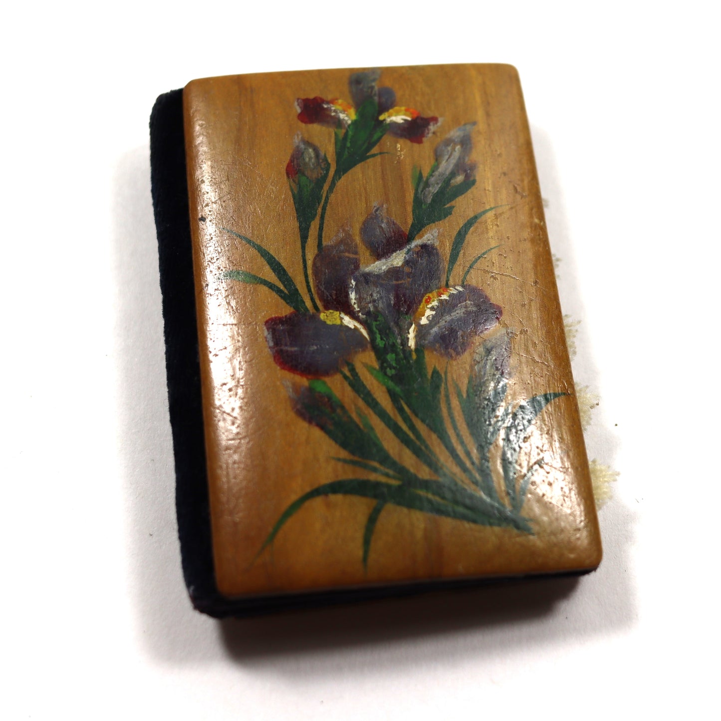 Antique Hand Painted Wood Sewing Souvenir Needle Wallet 'Vichy' France c1900