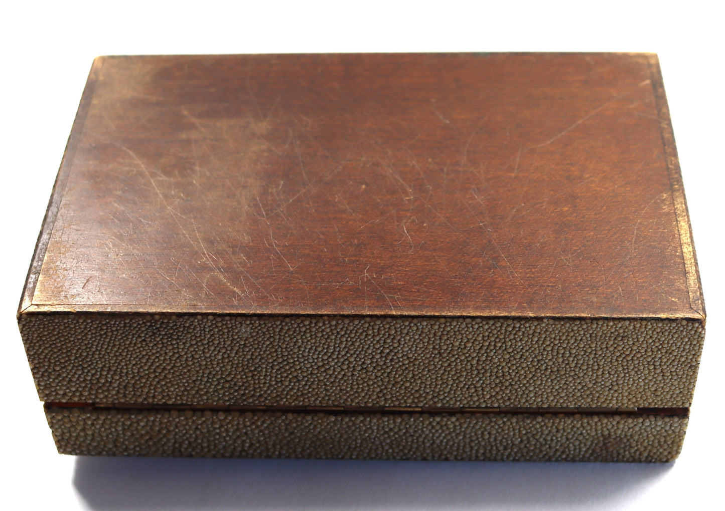 Art Deco Creamy Pale Green Shagreen Clad Wood Table Box c1930
