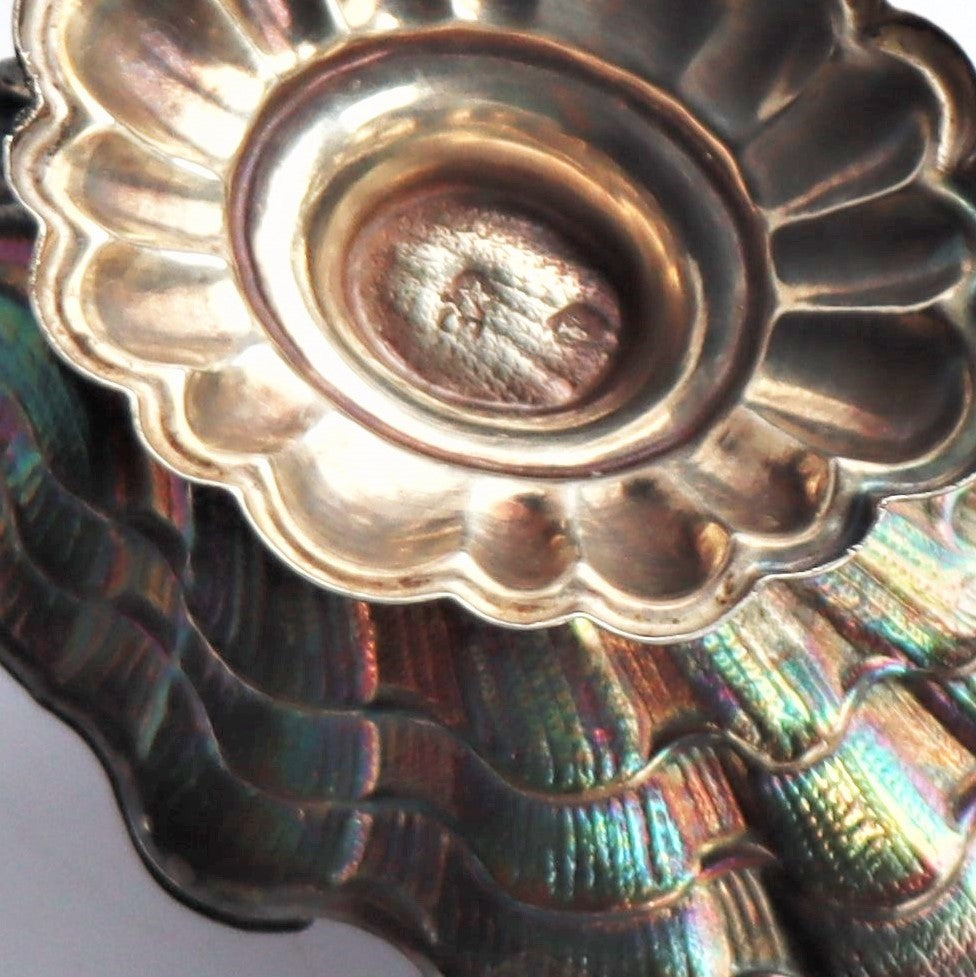 Art Nouveau Sterling Silver Spanish Oyster Dolphin Form Horseradish Pot Spoon D Garcia