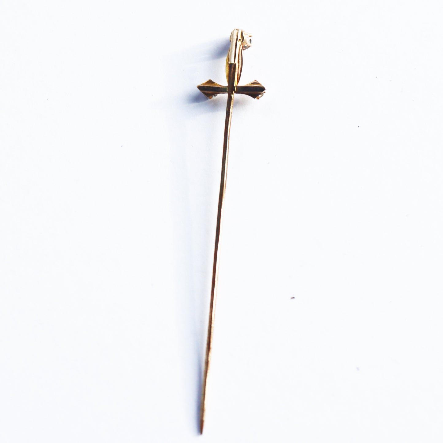 Edwardian 14k Gold Turquoise Diamond Sword Cravat Stick Pin c1910