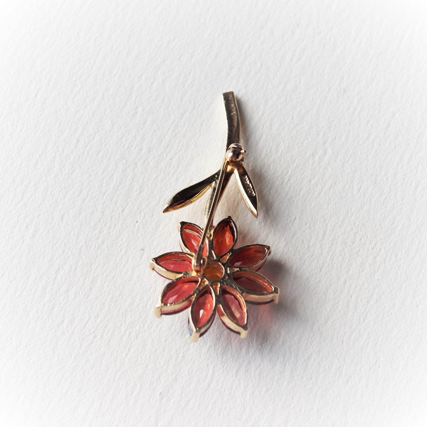 Estate 14k Gold Garnet Citrine Daisy Flower Brooch Atlantic Jewelry Co