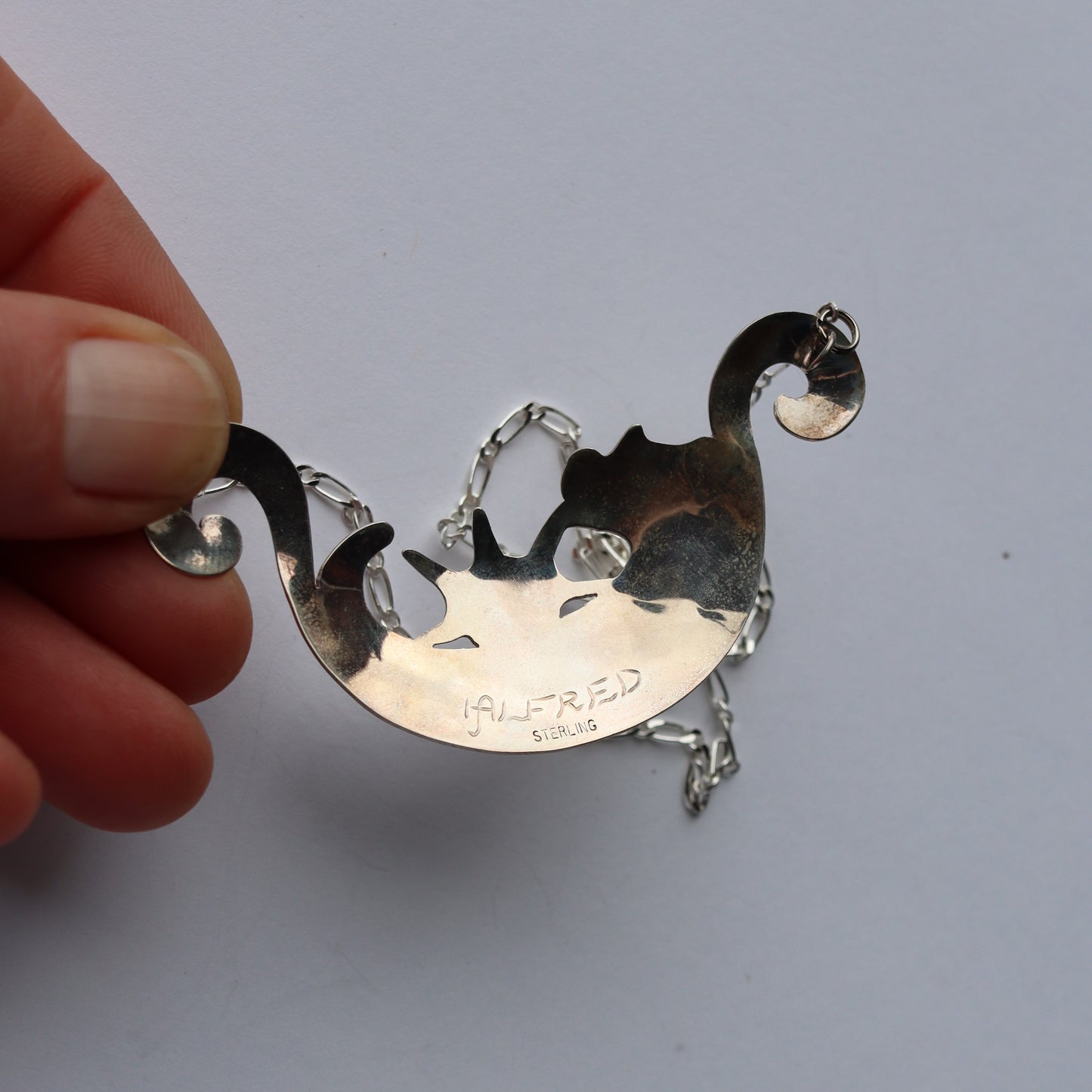 Vintage Northwest Coast Tlingit Sea Otter Sterling Silver Signed L Alfred Pendant Necklace