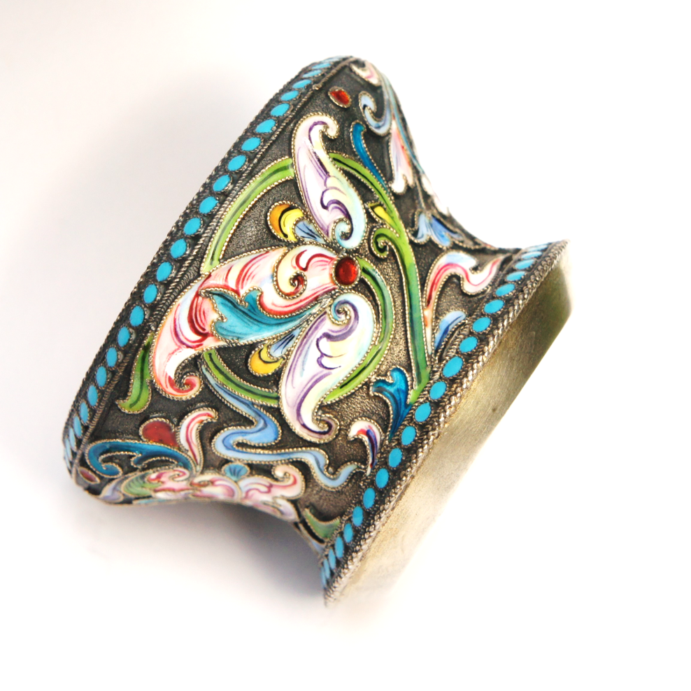 Antique Imperial Russian Shaded Cloisonne Enamel Salt Dish Bowl