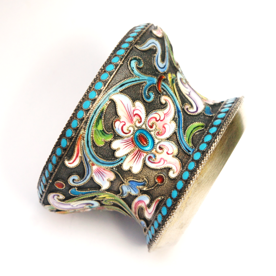 Antique Imperial Russian Shaded Cloisonne Enamel Salt Dish Bowl