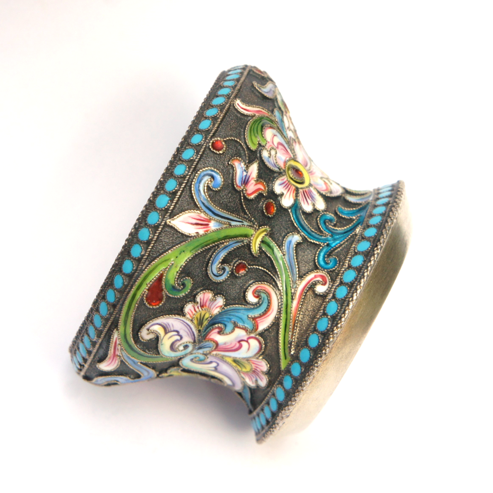 Antique Imperial Russian Shaded Cloisonne Enamel Salt Dish Bowl