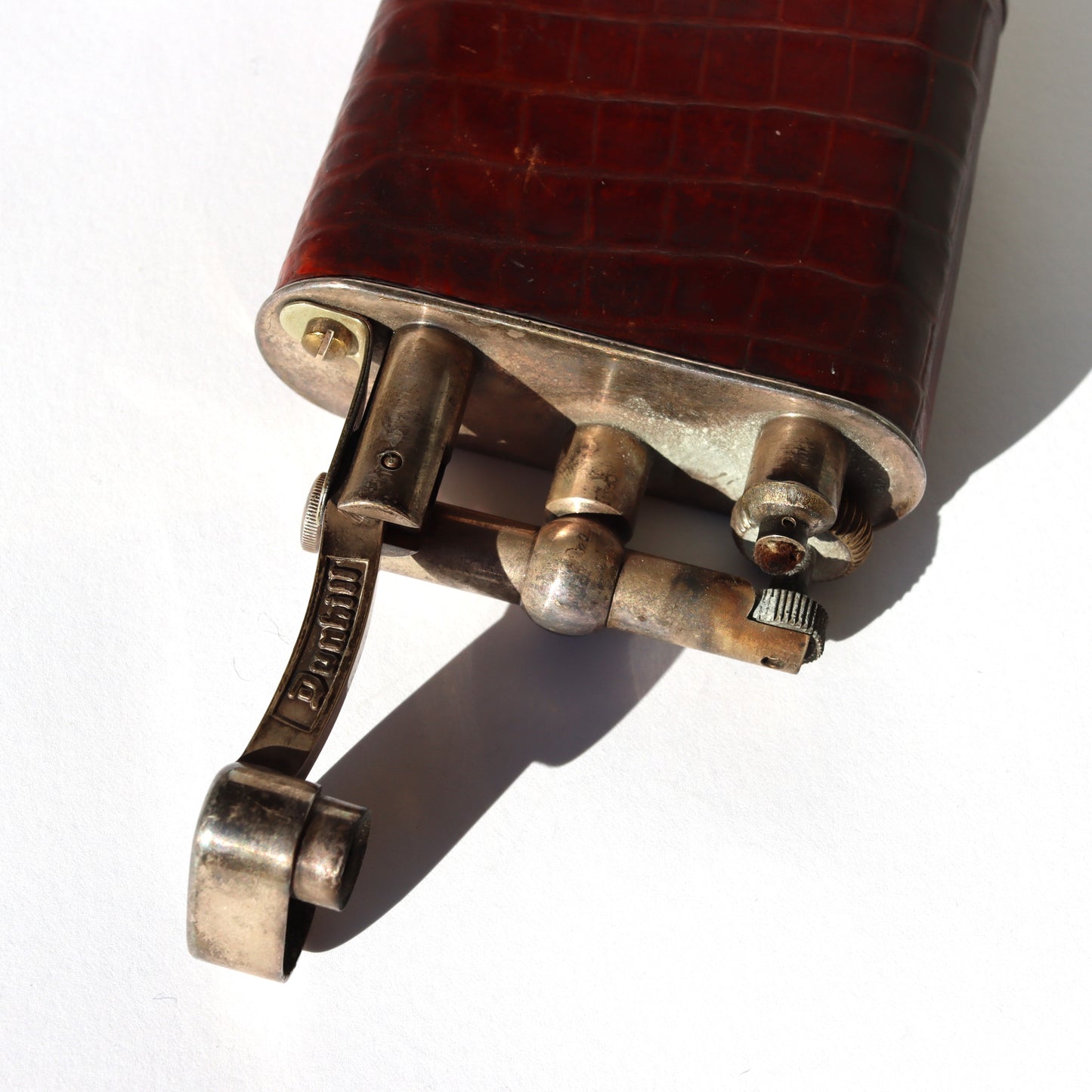 Rare Vintage Art Deco c1920 Dunhill Leather Oversize Lift Arm Table Lighter