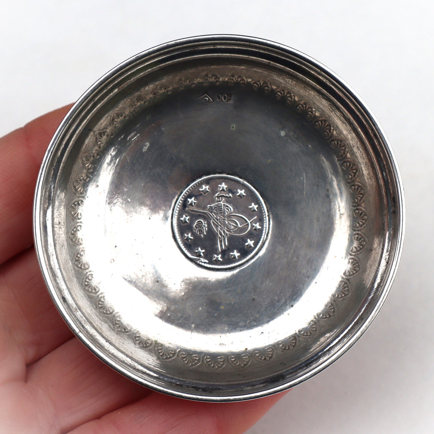 Victorian Ottoman Empire Constantinople 1 Kurush 900 Coin Silver Dish Bowl 1893