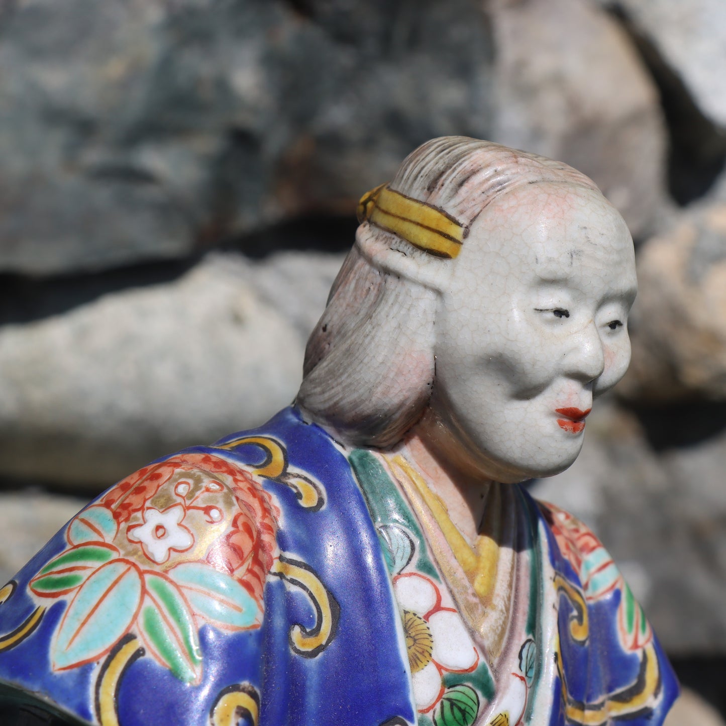 Japan Japanese Kutani Figure Kimono Classic Noh Theater Masked Figure Un Signed