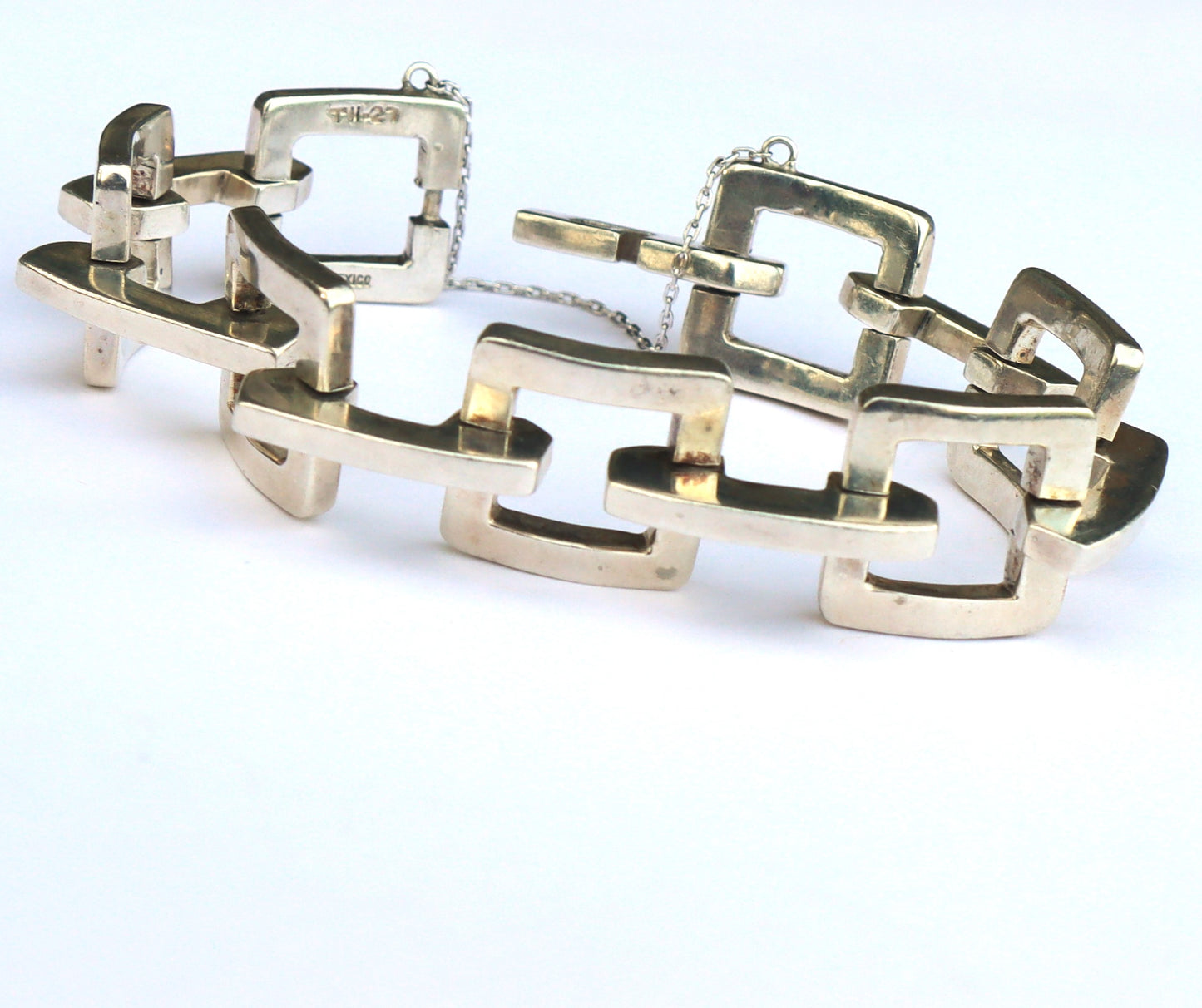 Vintage 20th Century Taxco Sterling Silver Heavy Chunky Link Stacking Bracelet