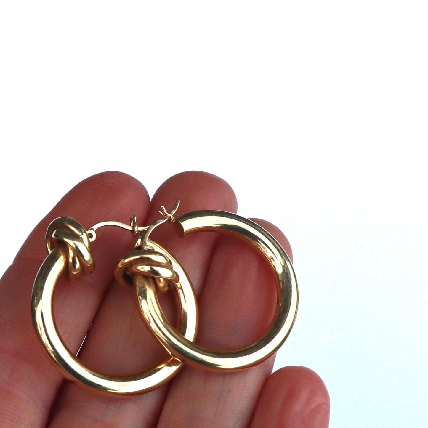 Estate 14k Yellow Gold Large Hoop Classic Knot Earrings 5.8gr