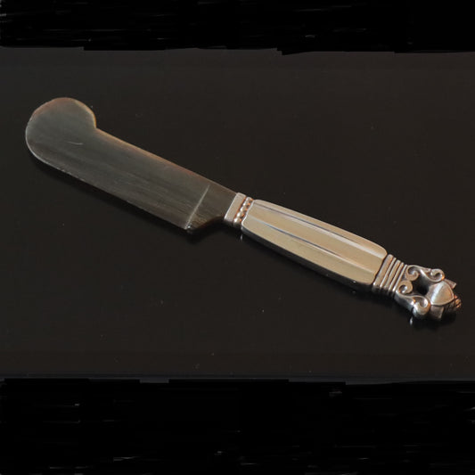 Vintage Georg Jensen Acorn Pattern Caviar Knife with Horn Blade a/f