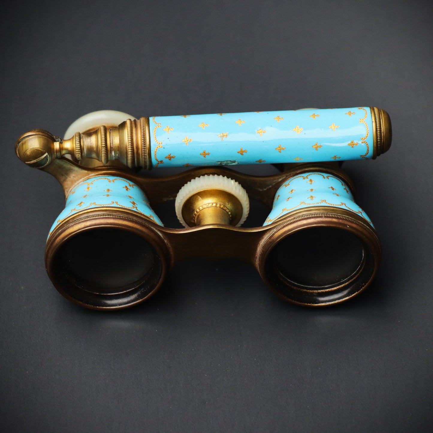 Antique Le Fils Paris Sevres Blue Enamel Gilt Telescoping Opera Glasses