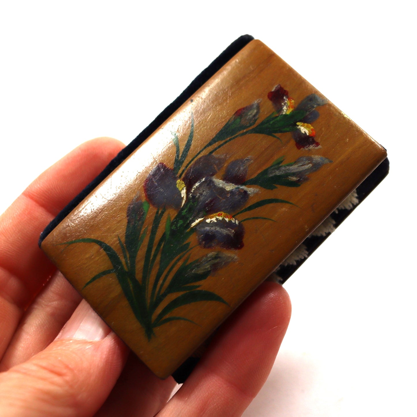 Antique Hand Painted Wood Sewing Souvenir Needle Wallet 'Vichy' France c1900
