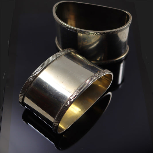 Pair Continental 800 Coin Silver Oblong Neo-Classical Napkin Ring s