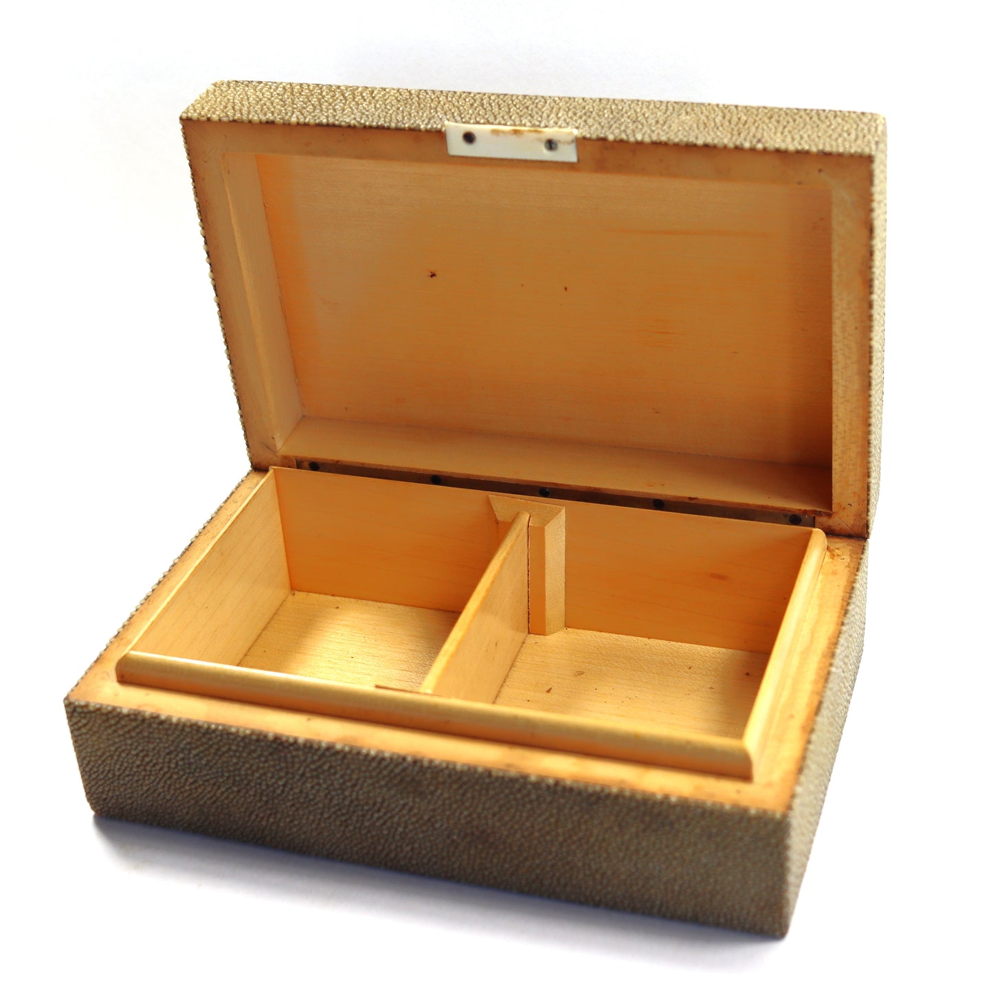 Art Deco Creamy Pale Green Shagreen Clad Wood Table Box c1930