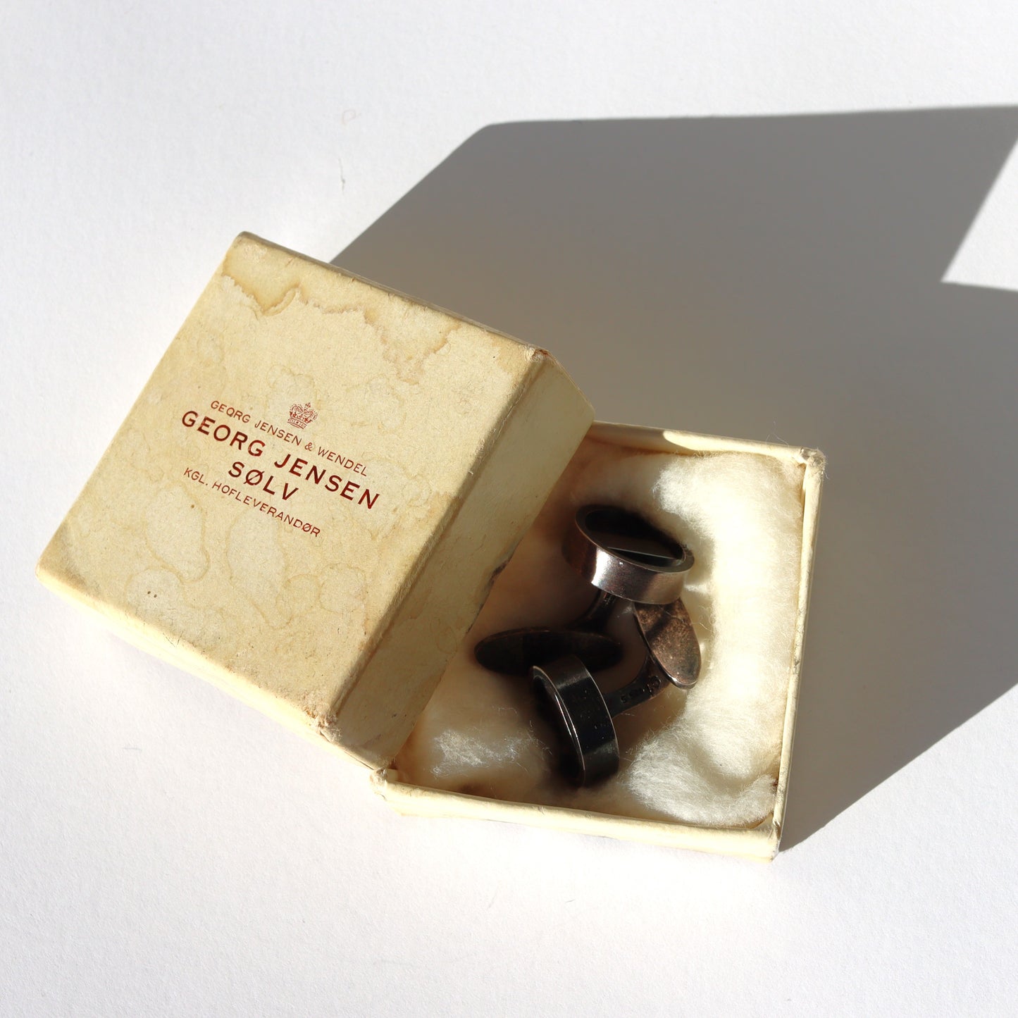 Danish Mid Century Modernist Sterling Silver Georg Jensen Cufflinks Original Box