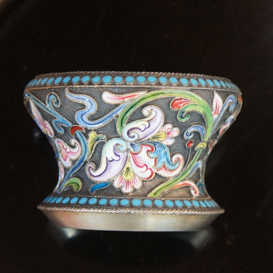 Antique Imperial Russian Shaded Cloisonne Enamel Salt Dish Bowl